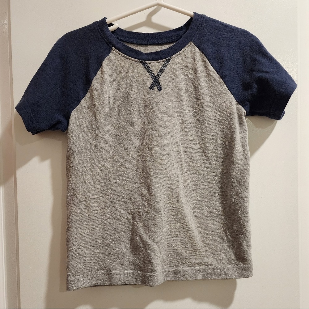 Kid's sz3T Jumping Beans Essential Tee Raglan Short Sleeve Gray Navy Top Basics